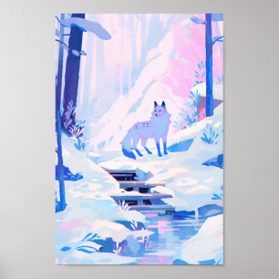 Poster Le loup dans la neige
