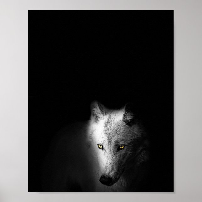 Poster Le loup, moderne, noir et blanc photo, (Devant)