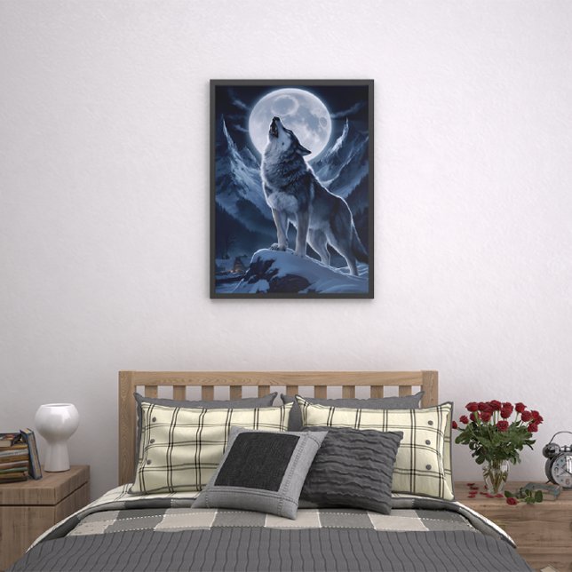 Poster Le loup solitaire domine le sommet de neige (Créateur téléchargé)