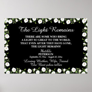 Poster Le Lumineux Reste Citation Florale Service Funèbre