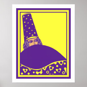 Poster Le magicien, dessin de vecteur dans jaune et