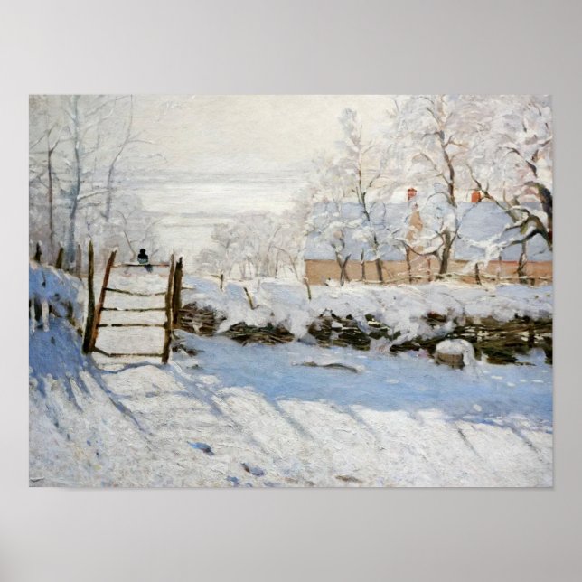 Poster Le Magpie (1868-1869) Claude Monet paysage de neig (Devant)