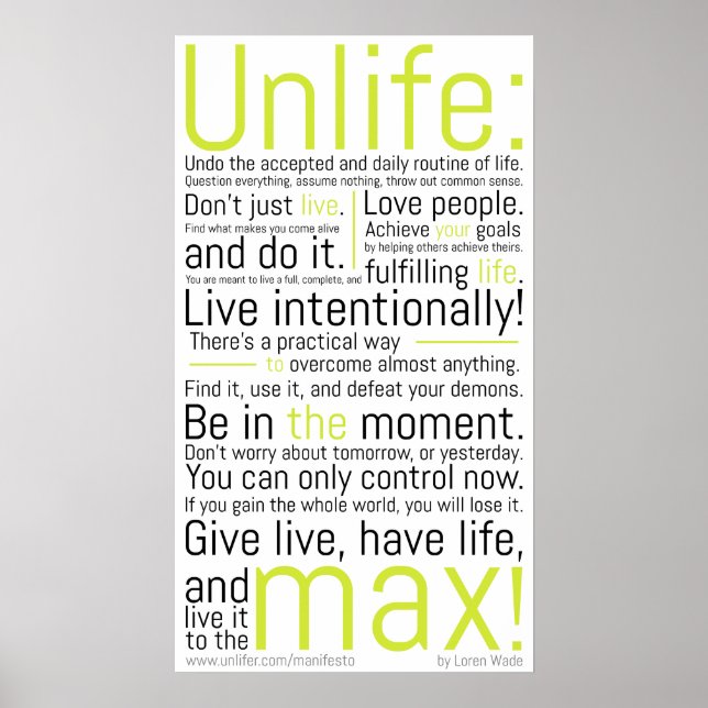 Poster Le manifeste Unlifer (Devant)