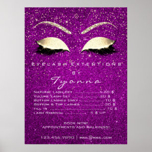 Poster Le maquillage rose de confettis d'or d'orchidée