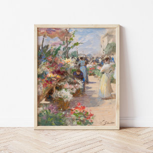 Poster Le marché aux fleurs   Victor Gabriel Gilbert