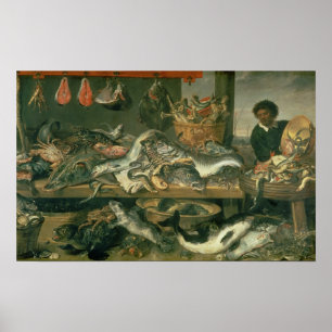 Poster Le marché aux poissons, 1618-21