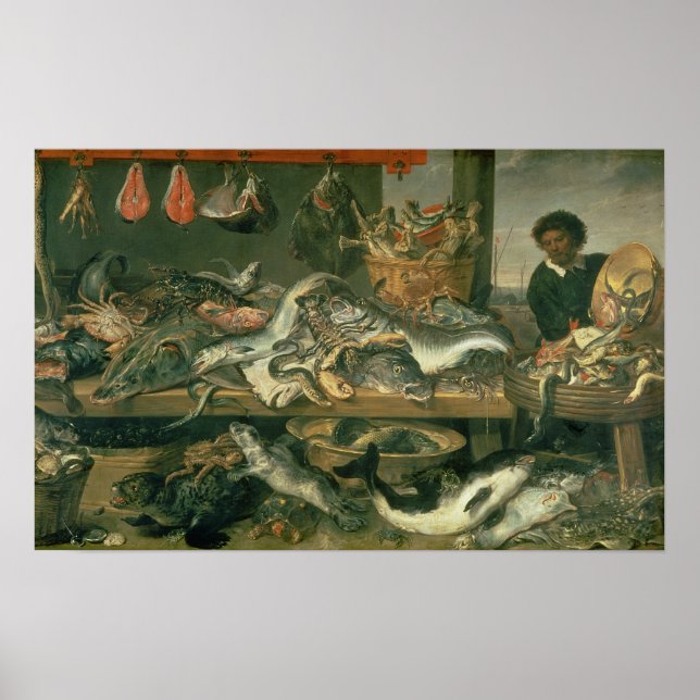 Poster Le marché aux poissons, 1618-21 (Devant)