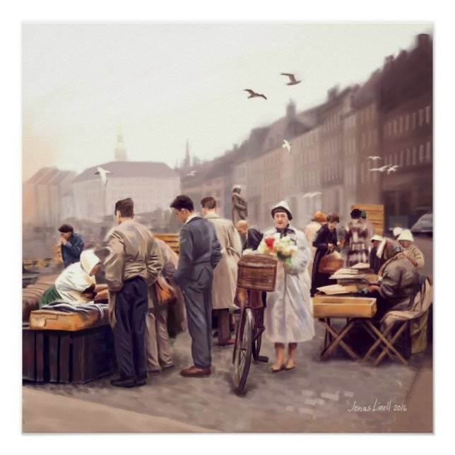 Poster Le marché aux poissons sur Gammel Strand (Devant)