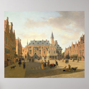 Poster Le marché avec le Raadhuis