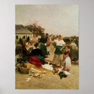 Poster Le marché de la volaille, 1885