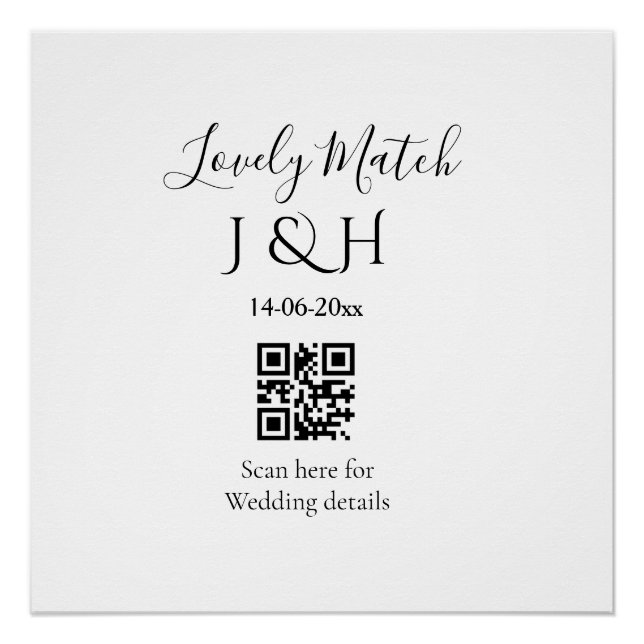 Poster Le mariage d'ajouter le nom de couple QR code scan (Devant)