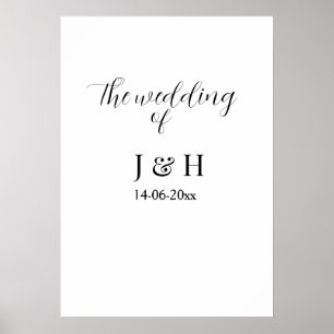 Poster Le mariage du nom du couple simple date minimale
