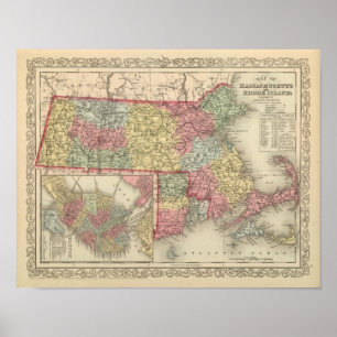 Poster Le Massachusetts et Île de Rhode 2