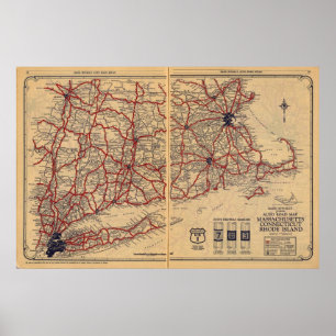 Poster Le Massachusetts, le Connecticut, île de Rhod