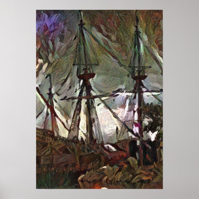Poster Le Mayflower 2 dans A.I. art fantastique (Devant)