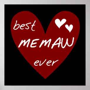 Poster Le meilleurs T-shirts et cadeaux de Memaw de coeur