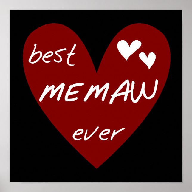 Poster Le meilleurs T-shirts et cadeaux de Memaw de coeur (Devant)