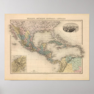 Poster Le Mexique, l'Amérique Centrale et les Caraïbe