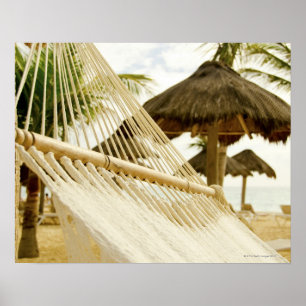 Poster Le Mexique, Playa del Carmen, hamac sur la plage