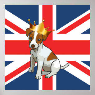 Poster Le mignon Jack Russell portant une couronne et une