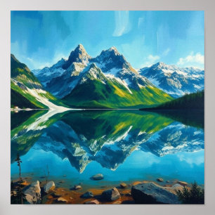 Poster Le Miroir d'Émeraude : Une Reflet Alpin Majestueux