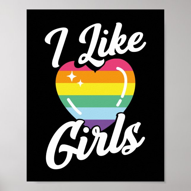 Poster Le mois des Gay pride LGBT J'aime les filles (Devant)
