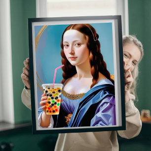 Poster Le Moment de Thé aux Perles de Mona Lisa