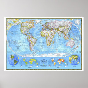Poster " Le monde : 1994 CARTE physique ...