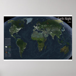 Poster " Le Monde : 2004 La Terre à la Nuit ...