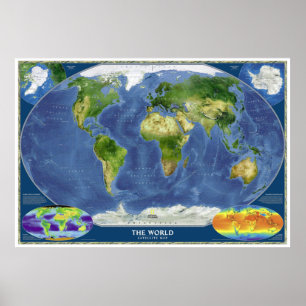 Poster " Le Monde : 2008/aujourd'hui - Carte satellite ..
