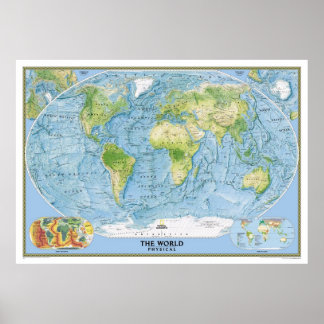 Poster Le monde carte physique