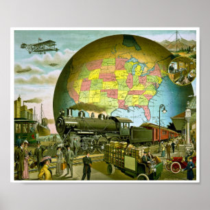 Poster Le monde du transport 1910