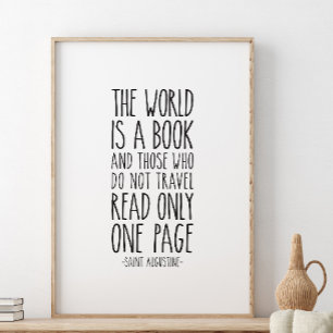 Poster Le monde est un livre, saint Augustin citation
