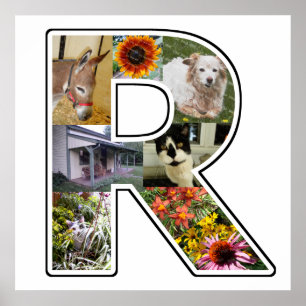 Poster Le monogramme de R créent votre propre collage de