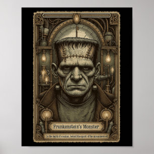Poster Le Monster Frankenstein Vintage Halloween Tarot C