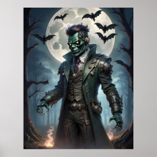 Poster Le monstre de Halloween Steampunk Frankenstein