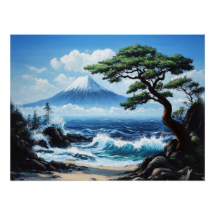 Poster Le Mont Fuji Japon Vue Océan Tableau