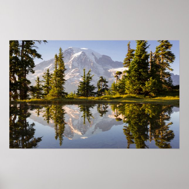 Poster Le Mont Rainier se reflète dans une tarte près de  (Devant)