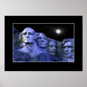 Poster Le mont Rushmore et la Pleine lune