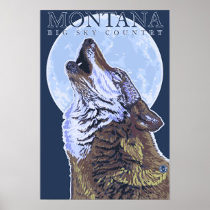 Poster Le Montana -- Grand loup de CountryHowling de ciel