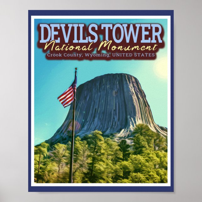 POSTER LE MONUMENT NATIONAL DE DEVILS TOWWER - WYOMING US (Devant)