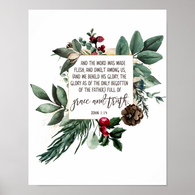 Poster Le Mot Est Devenu Fleurs, Jean 1:14, Noël (Devant)