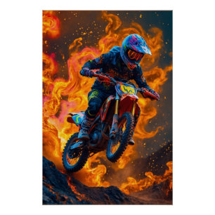 Poster Le motocross sur un volcan