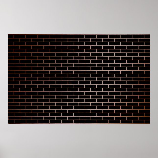 Poster Le mur en brique noire foncée a une surface rugueu (Devant)