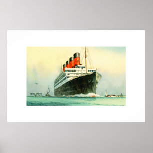 POSTER LE NAVIRE AQUITANIA CUNARD WHITE STAR LINE