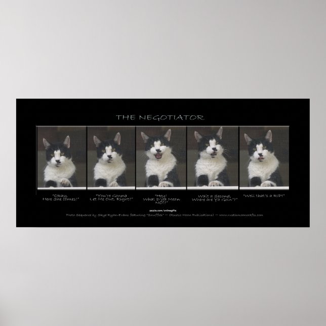 Poster "LE NÉGOCIATEUR" Funny Pet Cat Imprimer (Devant)