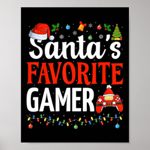 Poster Le Noël du gamer préféré du Père Noël drôle de jeu