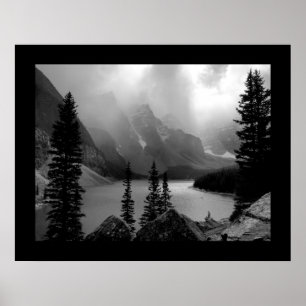 Poster Le noir et le blanc d'éclat de nuages (encadré)