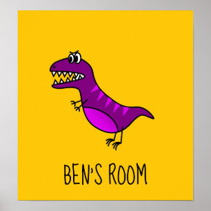 Poster Le nom de la chambre du garçon Cute violet dessin 