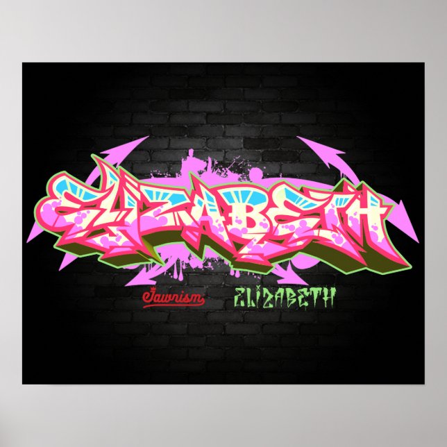 Poster Le nom Elizabeth dans les graffitis (Devant)